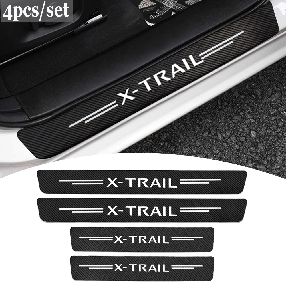 

4Pcs For Nissan Xtrail X Trail T30 T31 T32 Car Door Sill Car Threshold Pedal Sticker Protector Carbon Fiber Vinyl Accessories