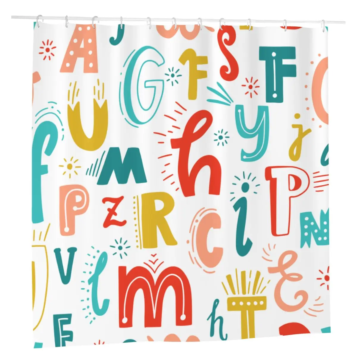 

Cute Shower Curtain Polyester Washable Bath Curtains Graffiti Letters Bathing Screen Custom Curtain for Bath