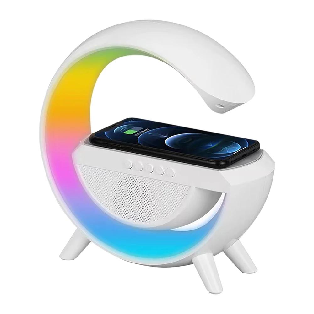 

Smart Colorful Atmosphere Light Mobile Phone Wireless Charging Bluetooth Compatible Speaker 3-in-1 Bedside Night Light Gift