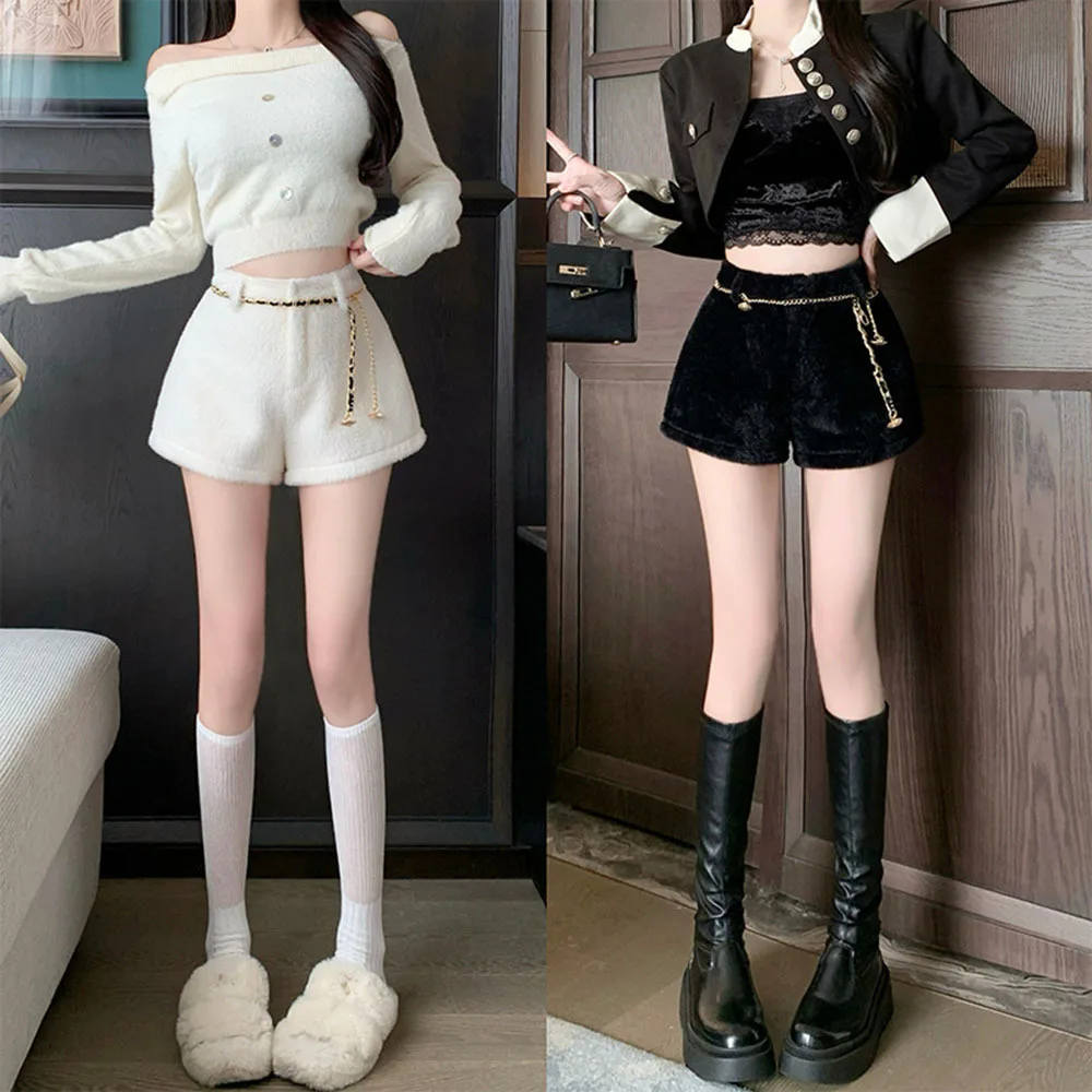 Осень-зима 202 новые знаменитости милый стиль универсальные широкие шорты из