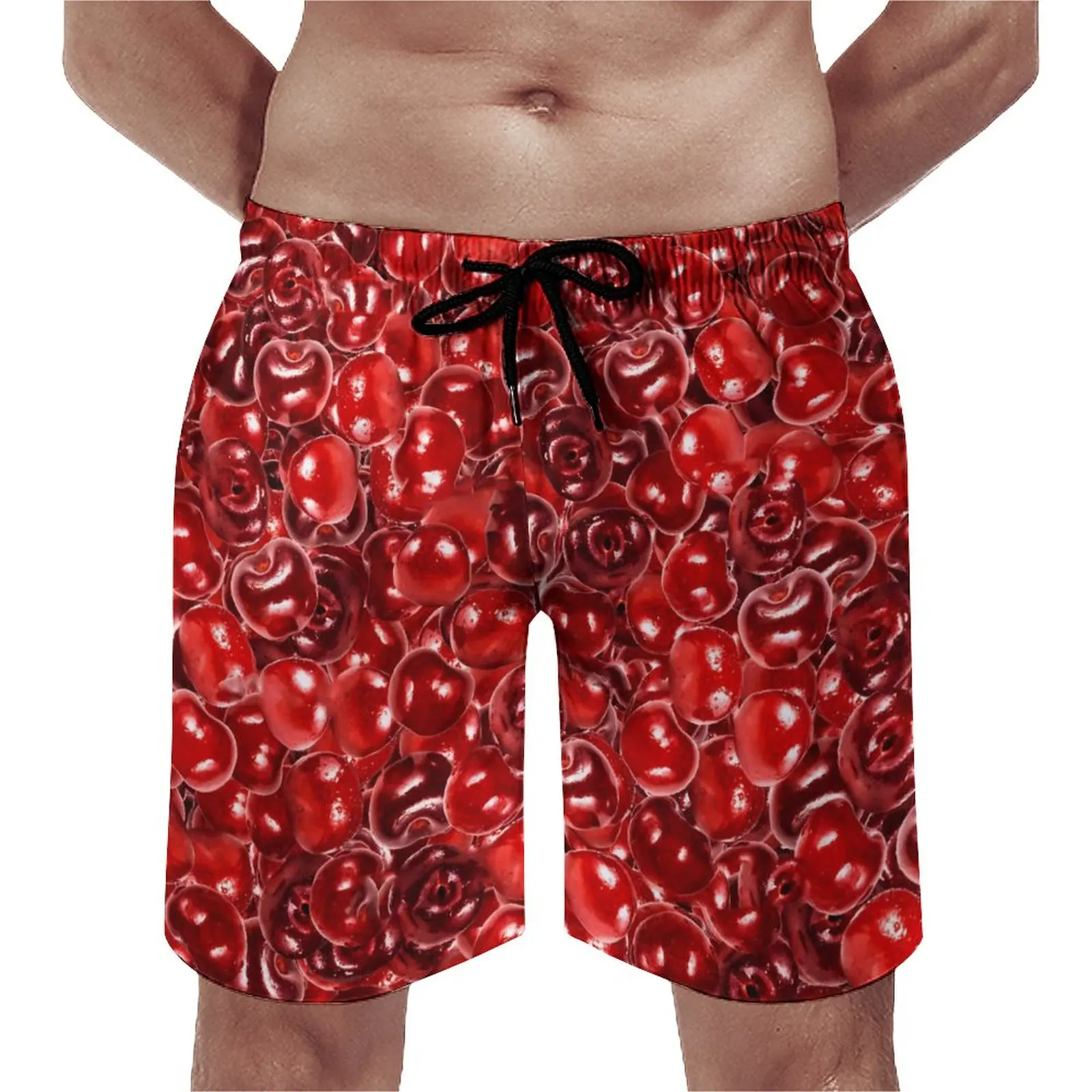 

Sweet Cherries Board Shorts Fruit Print Casual Beach Short Pants Men's Custom Sports Surf Fast Dry Swim Trunks Birthday Present