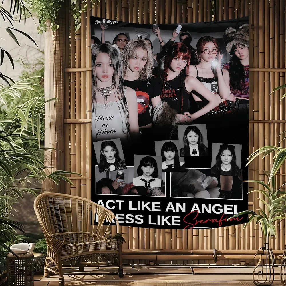Kpop LE-SSERAFIM гобелен для девочек художественная печать японский настенный аниме