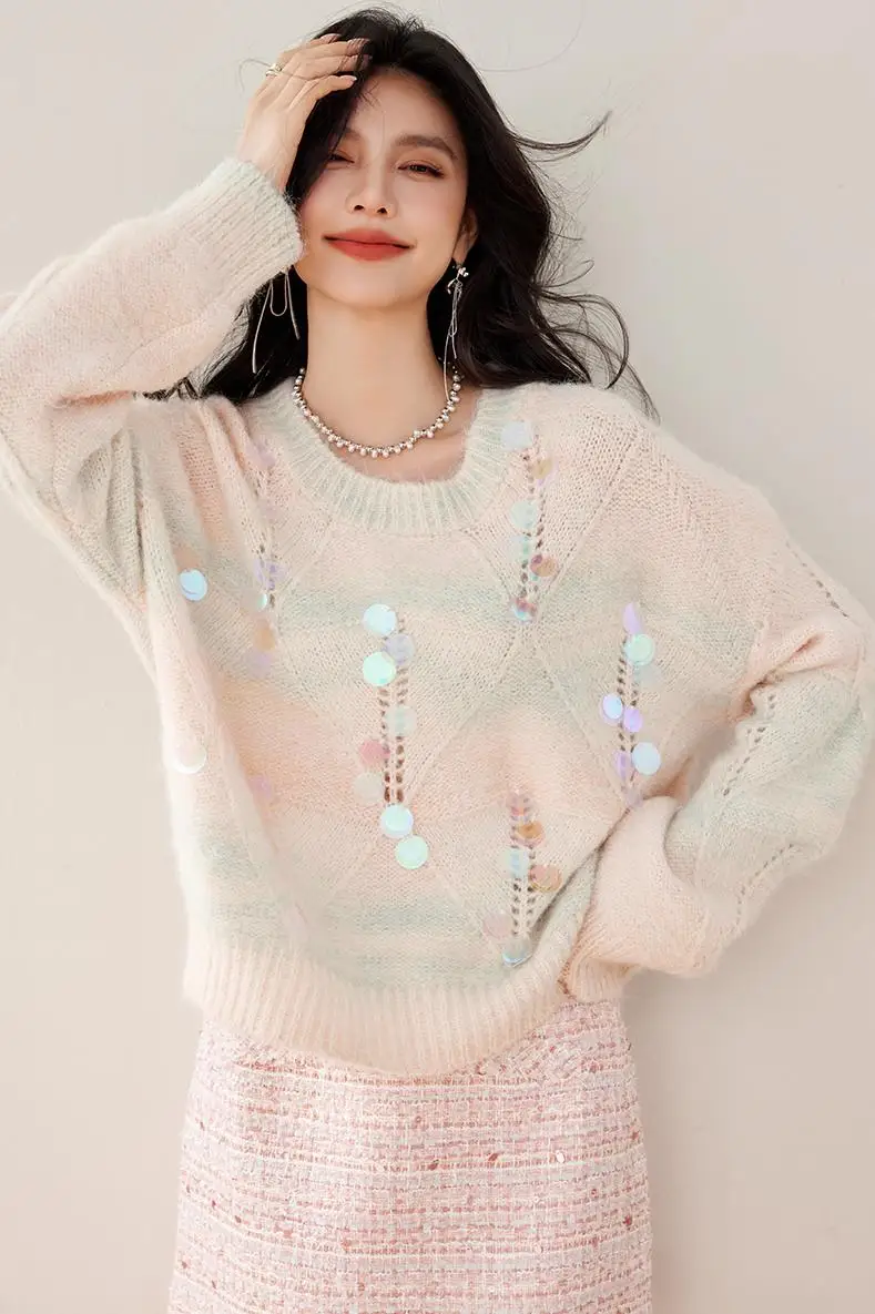 Новинка 2024 осенне-зимний женский свободный пуловер свитер высокого качества