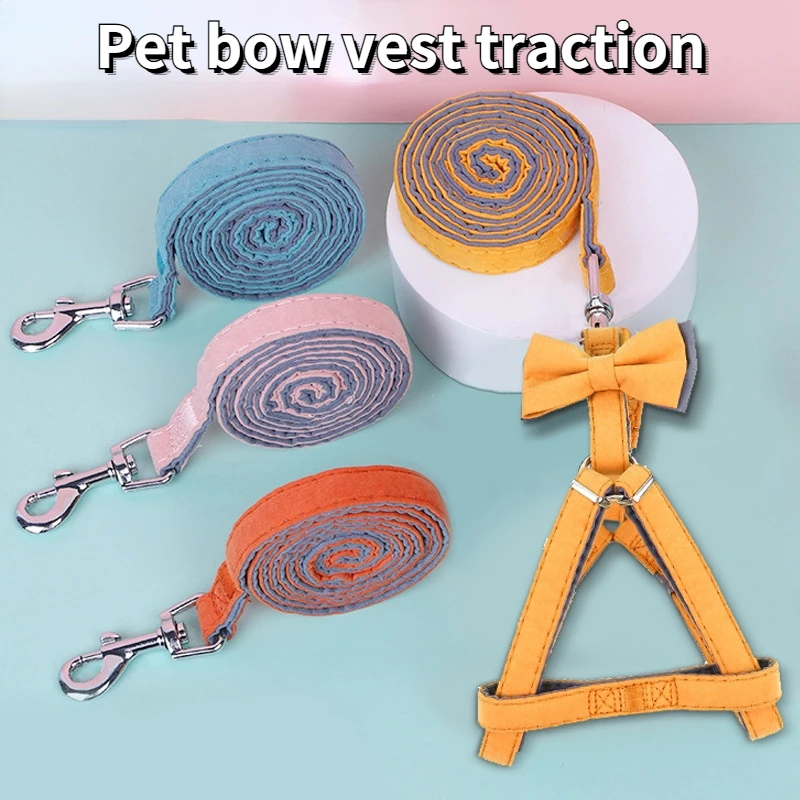 

Pet cat traction rope puppy bow chest strap kitten cute collar anti-rush punching hand dog rope dog leash pet supplies
