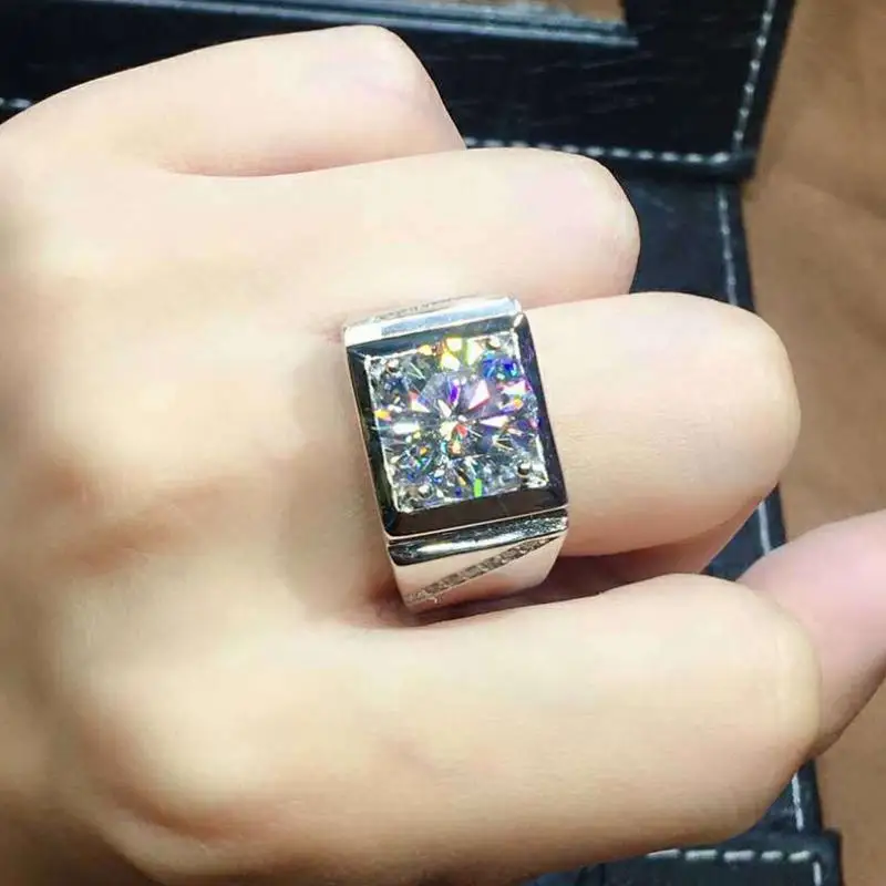 

HOYON 14K White Gold Color Eight Hearts and Eight Arrows 3 carats PT950 Flash Diamond Zircon Moissanite Style For couple ring