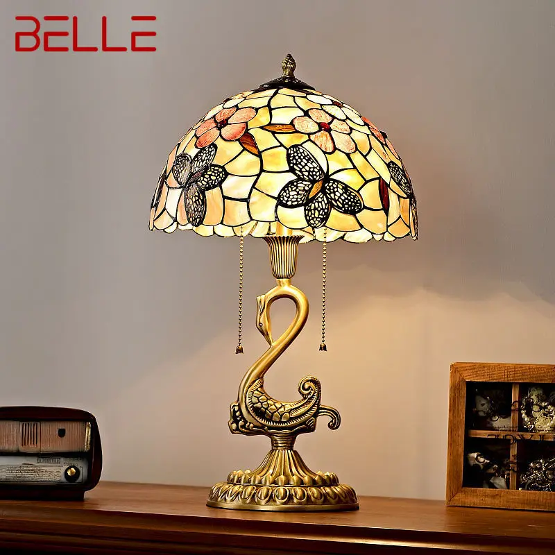 

Современная латунная настольная лампа BELLE в виде лебедя, Европейский роскошный декоративный корпус в стиле ретро, медный Настольный светильник для дома, гостиной, спальни