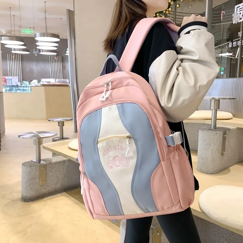 

Large Capacity Girls School Book Shoulders Backpack Women Bags Letters Female Bagpack Travel Laptop Bolsa Mochila Pink
