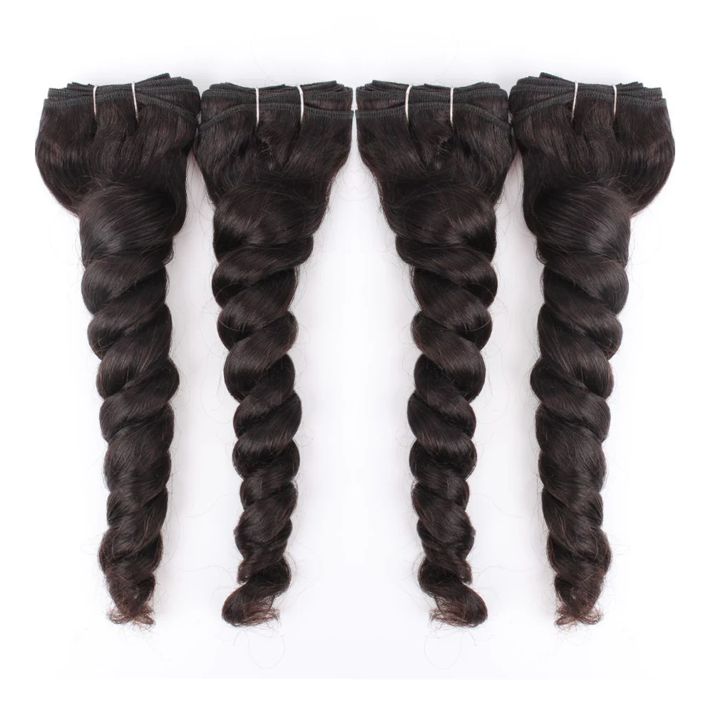 France Bouncy Curly Hair Bundles 4 pcs/lot Remy Indian Human Hair Extensions 10-26 Inches Gemlong
