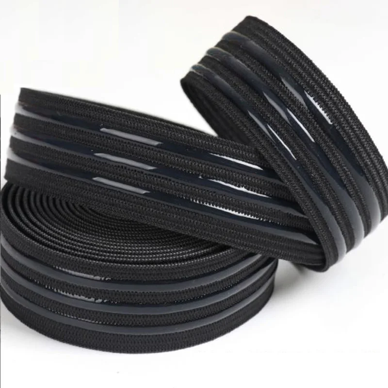

2/5/10M Black 16/38mm Non-slip Silicone Black Elastic Band Sportswear Belt Elastic Webbing DIY Outdoor Clothing Sewing Material