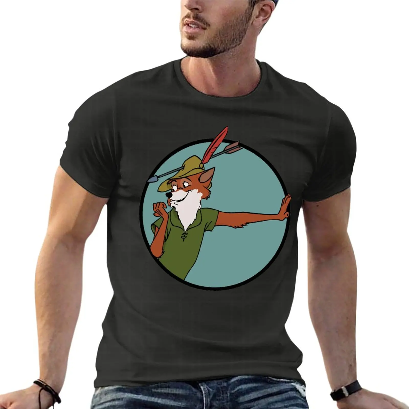 

Футболка Robin Hood с рисунком из аниме, мужская одежда с принтом, уличная одежда с коротким рукавом, размера плюс размер, топы, футболки