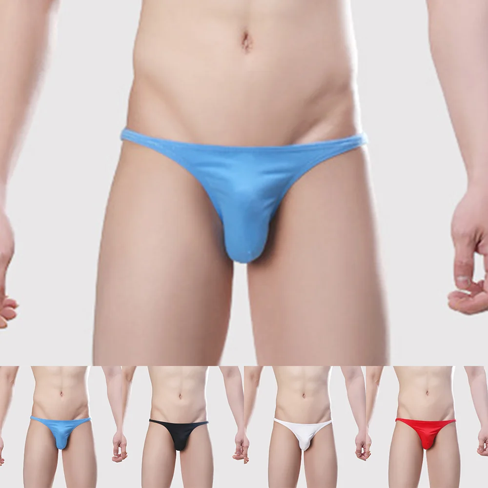 

Sexy Underwear Men Briefs Shorts Cueca Thin Ice Silk Low Waist Panties Solid U Conve Pouch Seamless Underpants