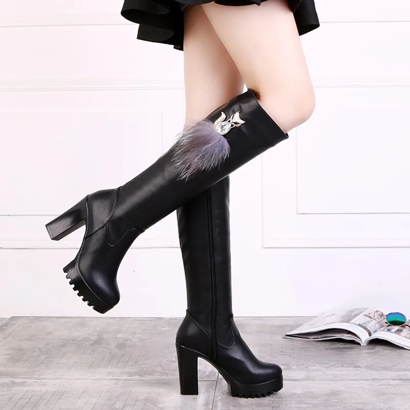 Long Leather Boots Women's Over-the-knee Skinny Boots 2023 Autumn and Winter New Long-tube High-heeled Stretch Boots New