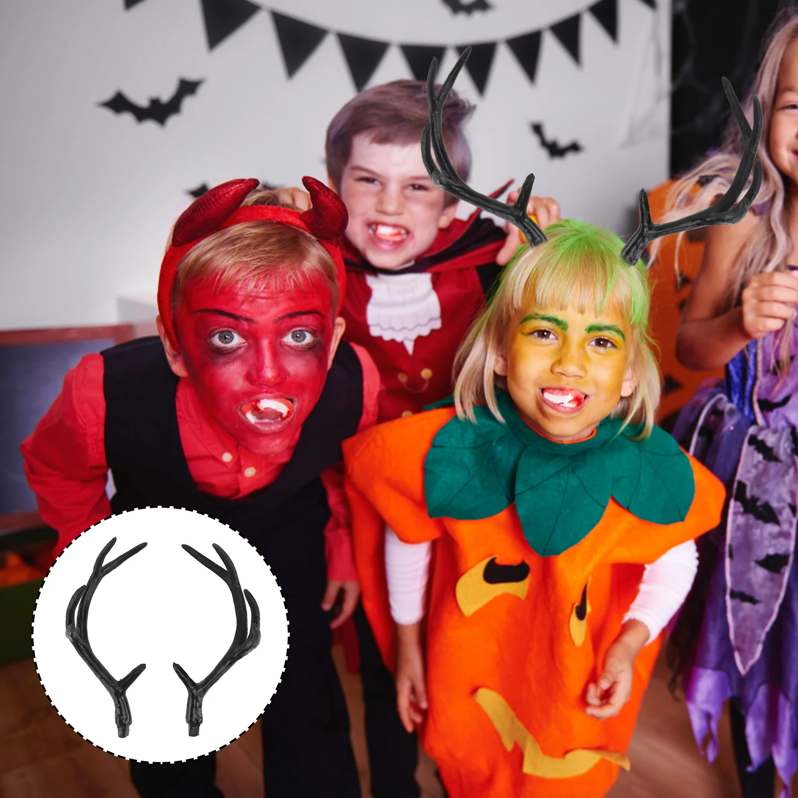 Платье на Хэллоуин с рогами и ушками повязка для волос коричневый декор головной