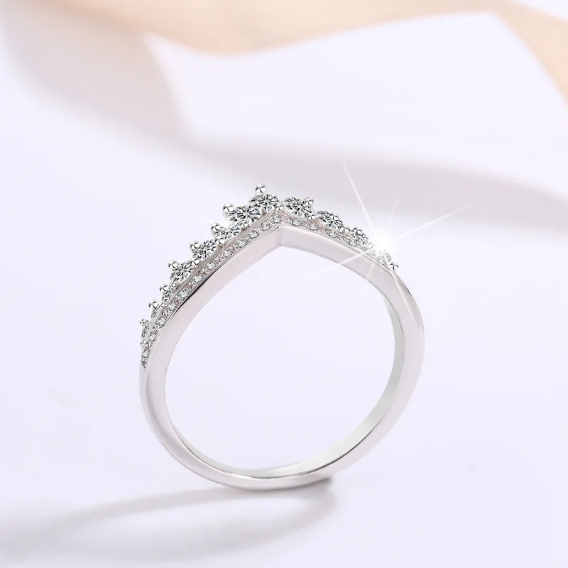 JECIRCON S925 стерлингового серебра полный муассанит кольцо принцесса Корона модные