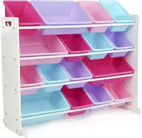 White/Blue/Pink/Purple Extra-Large Toy Organizer, 16 Storage Bins