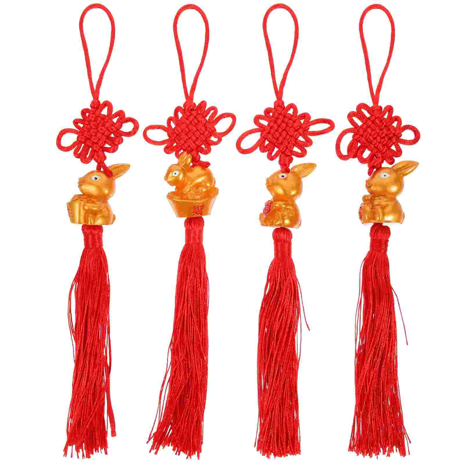 

Chinese Year Tassel New Ornament Knot Rabbit Pendant Decoration Red Hanging Fortunedecorfestival Spring Lucky Charms Tassels