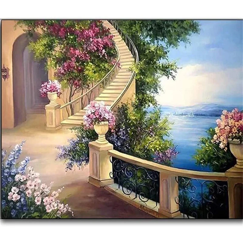 

5D DIY Diamond Painting landscape seaside villa Cross Stitch 3D Diamond mosaic Scenery diamond Embroidery Christmas gift