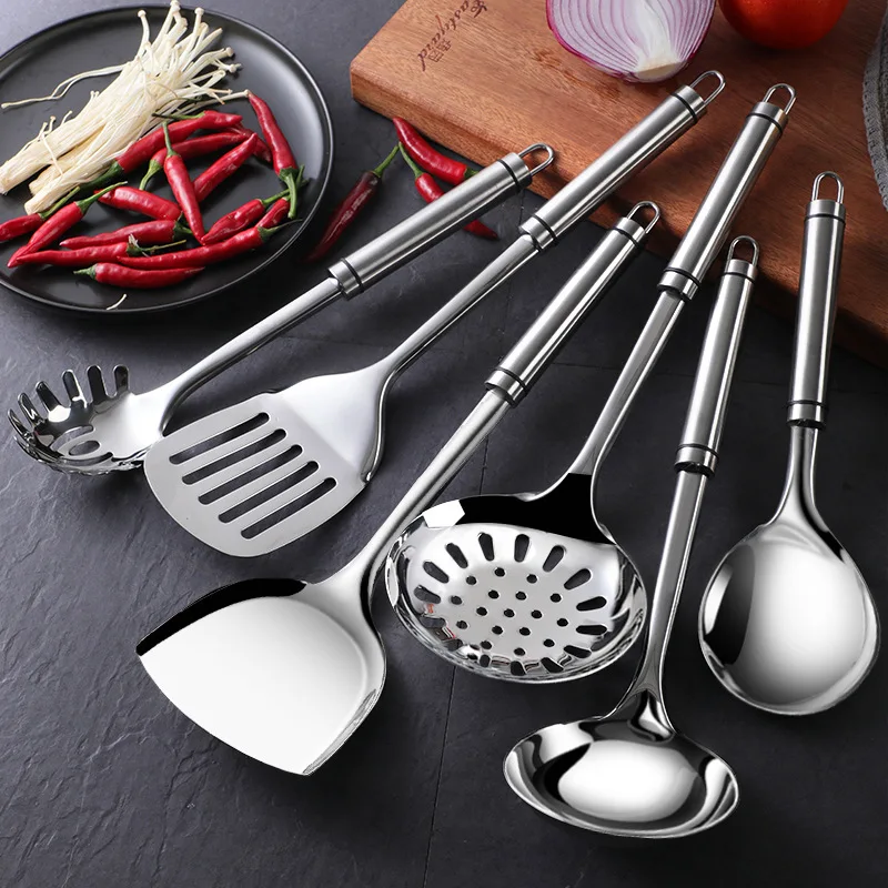 

Stainless Steel Rice Spoon Frying Spatula Long Handle Household Colander Food Shovel Cooking Tool Set Kitchen Accessories