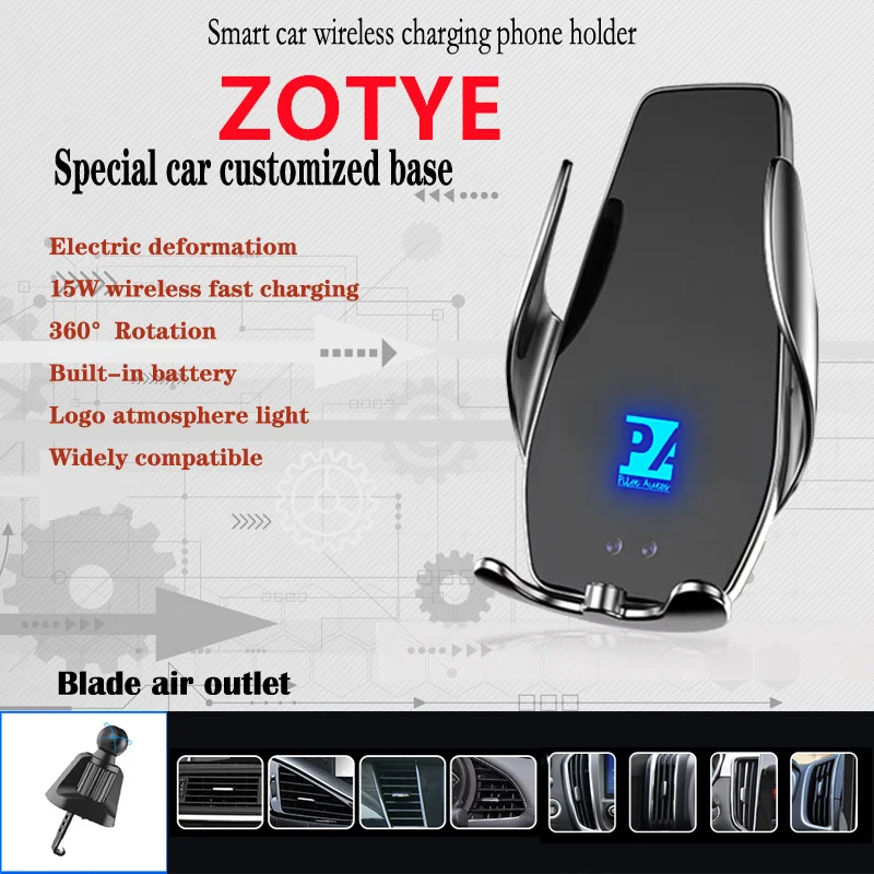 

Держатель для мобильного телефона ZOTYE, беспроводное зарядное устройство 15 Вт, кронштейн для навигации, поддержка GPS, вращение на 360 градусов, ...