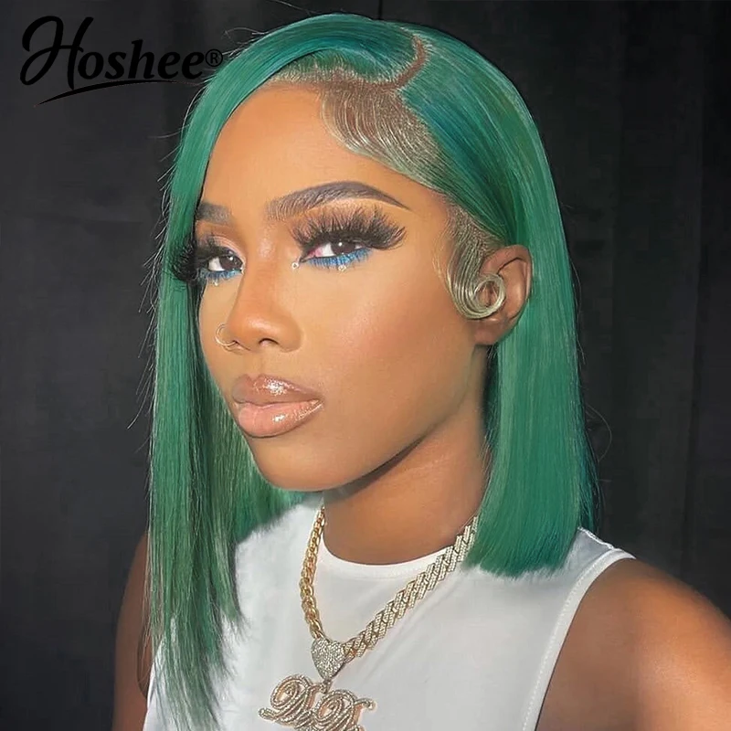 HOSHEE Короткая прическа Боб Накладной фиолетовый и зеленый HD Прозрачный парик