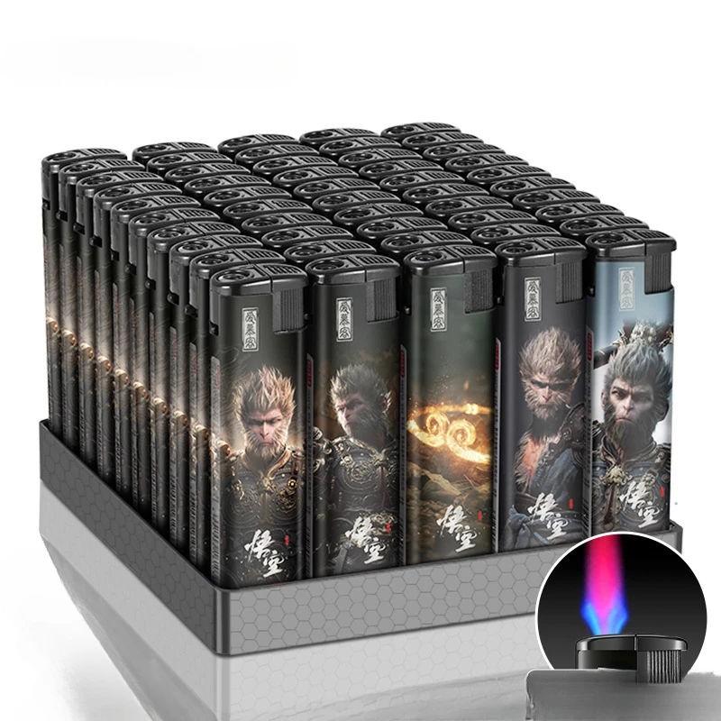 Черная ветрозащитная красная Зажигалка Wukong с пламенем прочная для супермаркета