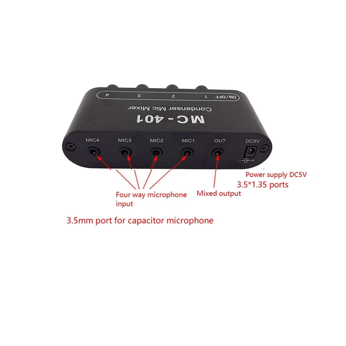 

New Mini Audio Mixer Condenser Microphone Mixer Four-In-One Microphone Amplifier for Computer Mobile Phone Sound Card