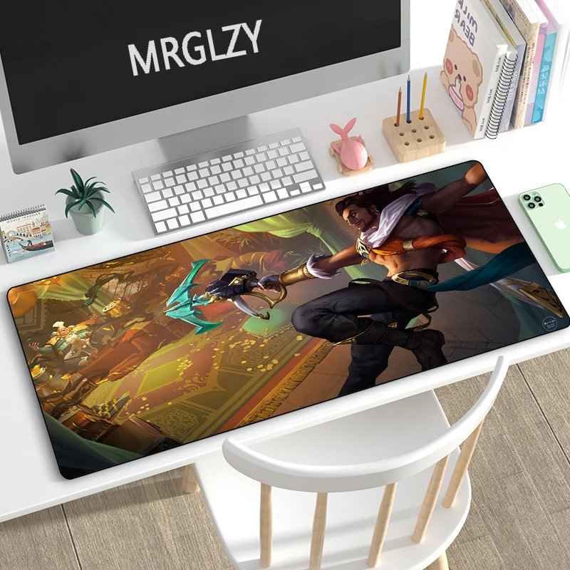 Anime League of Legends Large Mouse Pad Akshan Viego XXL Keyboard Mousepads 40*90CM Rubber Gaming Desk Mat for Laptop Gamer Pad