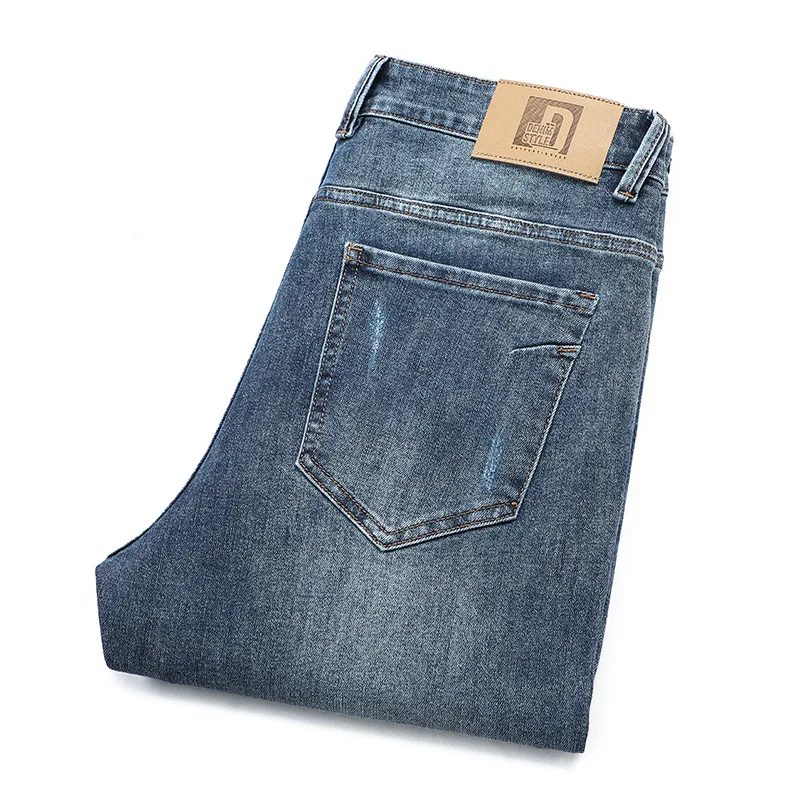 

LICHENGRUI 2023 Autumn New Men's Stretch Regular Fit Retro Jeans Business Casual High Waist Straight Denim Pants Male Brand