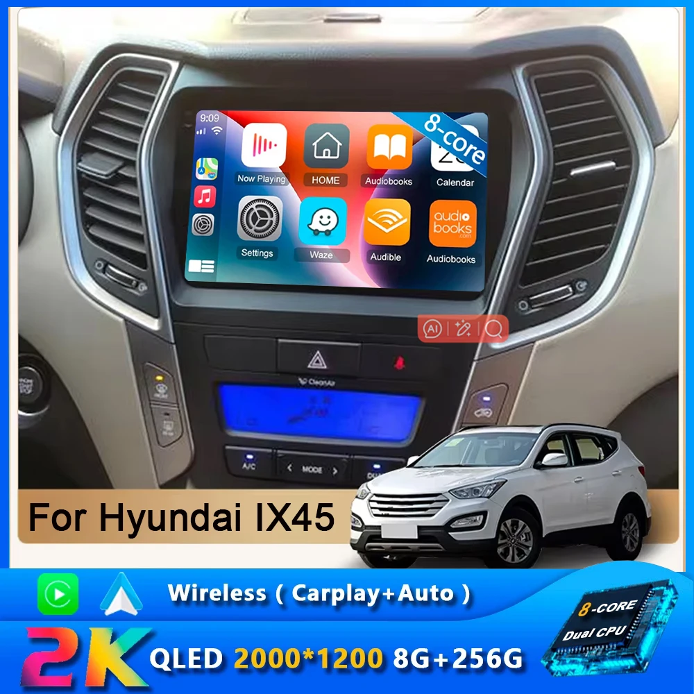 Android 14 для Hyundai IX45 Santa Fe 2013-2016 автомобильный радиоприемник мультимедийный