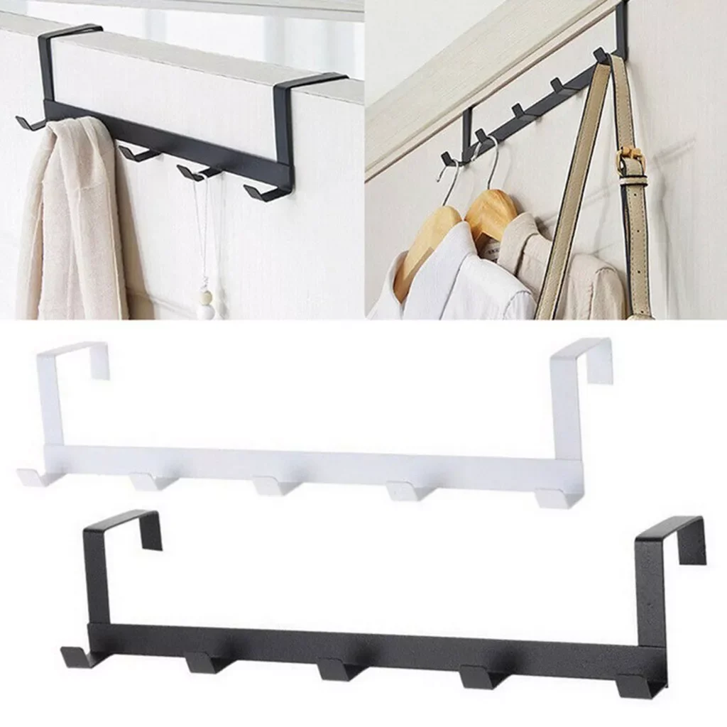 

New in Over The Door 5 Hooks Home Bathroom Organizer Rack Clothes Coat Hat Towel Hanger New Bathroom Kitchen Accessories Holder