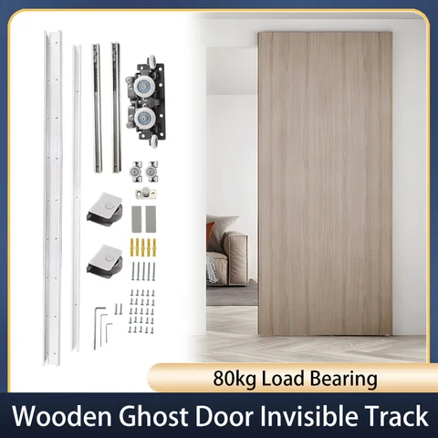 Ssouim Hidden Slowing Ghost Door Door Door Adwerware Track Kit Нажатие и вытяните двусторонний буфер для ширины дверей 700 мм-1500 мм