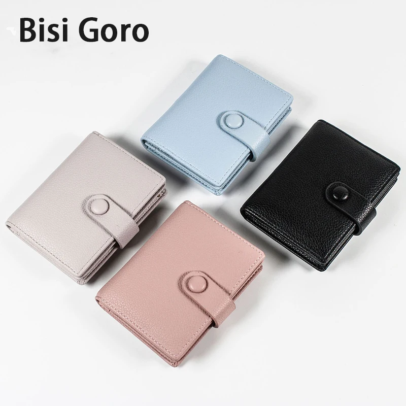 

Bisi Goro New Business Fold Wallet For Men PU Leather Hasp Purse Large Capacity Solid Color Money Bag ID Credit Bank Card Bags