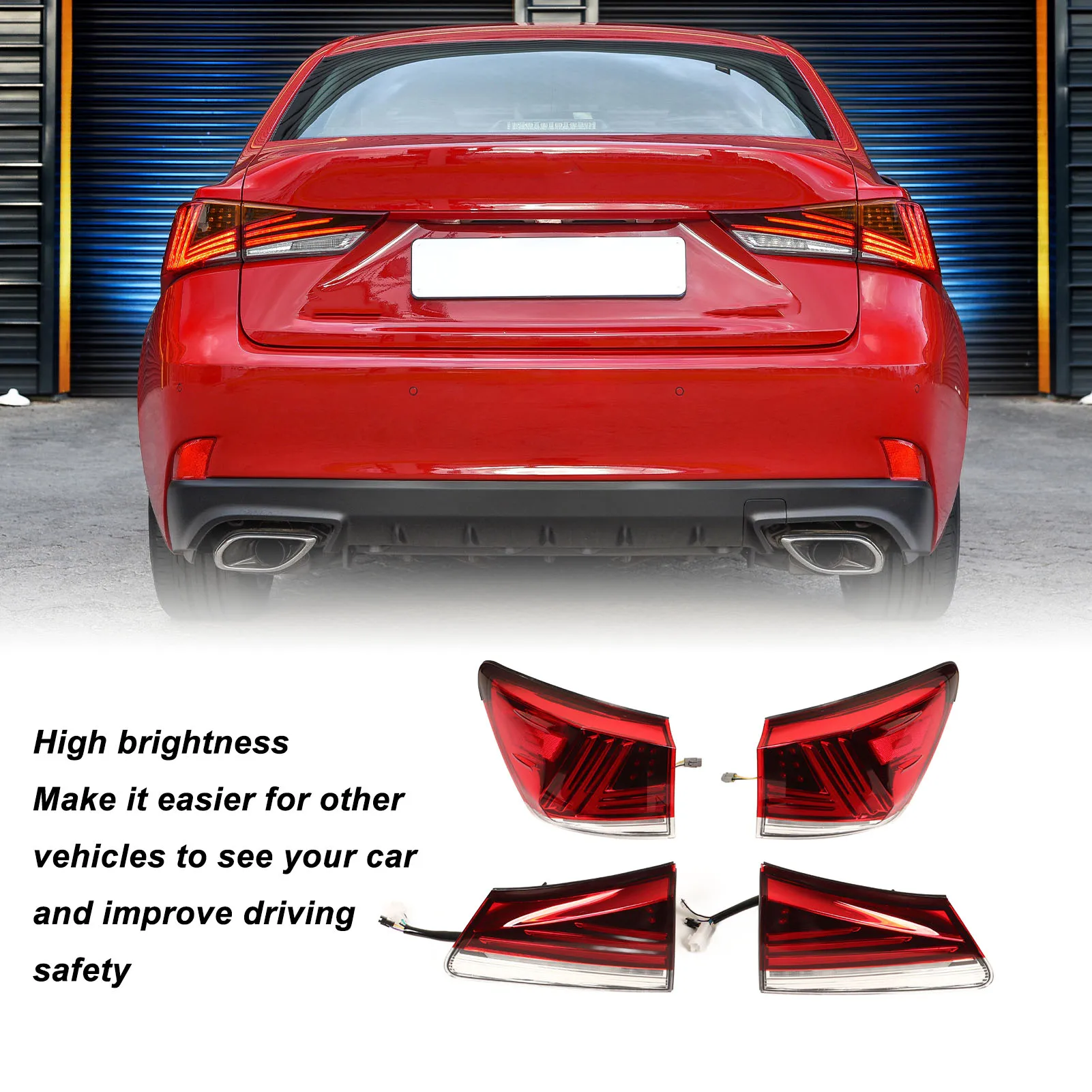 Фото Для Lexus IS250 IS350 XE20 2006-2013 Красная 1 пара левая и правая задняя лампа №1