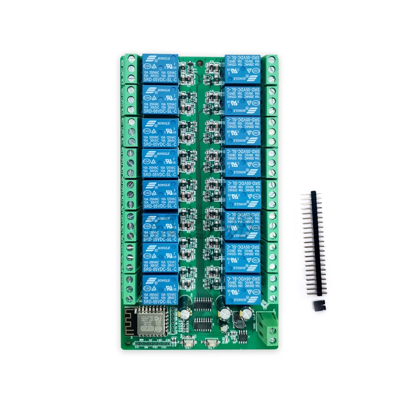 Релейный модуль постоянного тока 24 В, 12 В, 5 В, ESP8266, Wi-Fi, 16 каналов, флэш-память 4 м