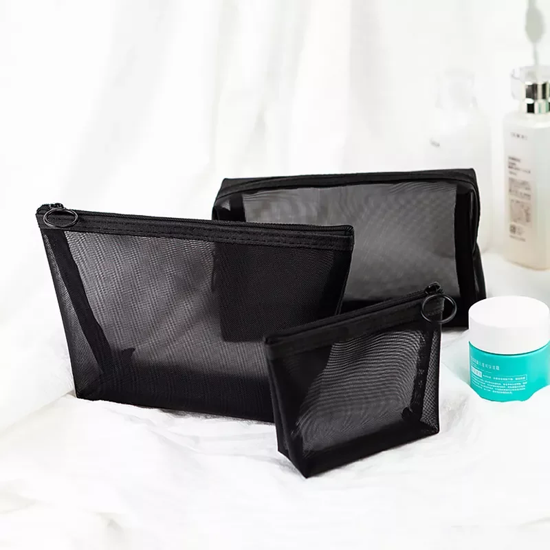 

NEW2023 1PCS Women Men Necessary Cosmetic Bag Transparent Travel Organizer Fashion Small Large Black Toiletry Bags Makeup Pouch