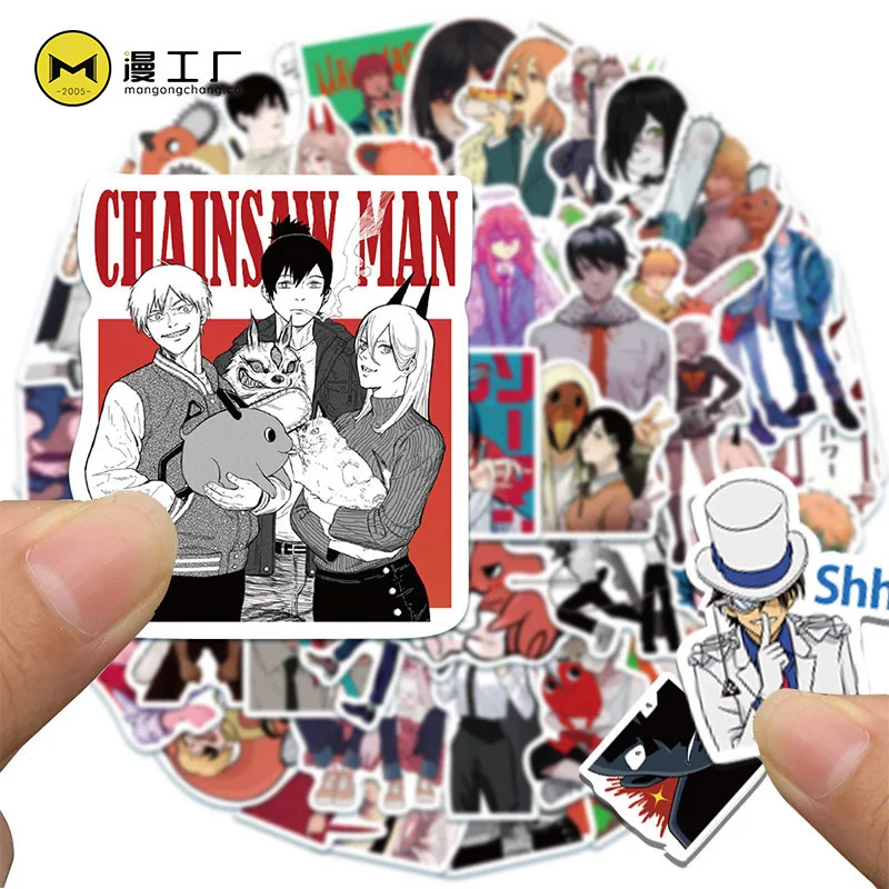 

50 Pieces Non-Repeating Chainsaw Man Attack on Titan Wenhao Stray Dogs Anime Stickers Adhesive Sticker Tearable