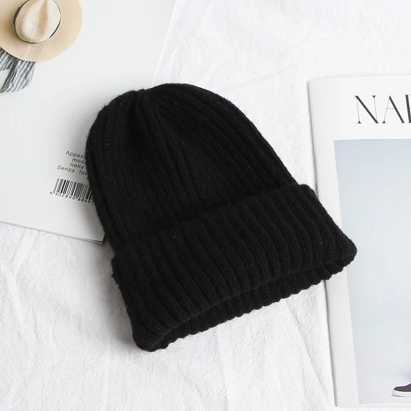 

Casual Knitted Hat Women Autumn and Winter New Solid Color All-match Knitted Hat Bmao01