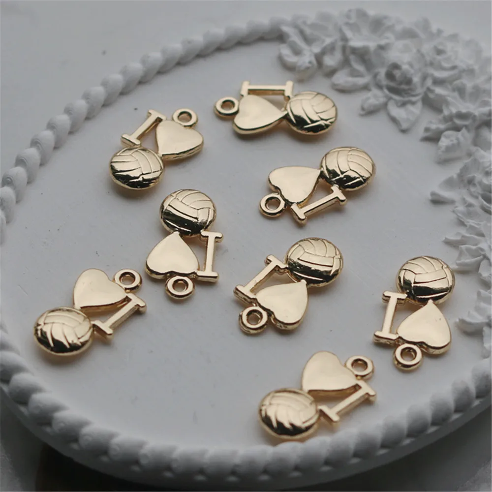 

14K bag gold color retaining love shape pendant material bracelet necklace earring pendant diy accessories