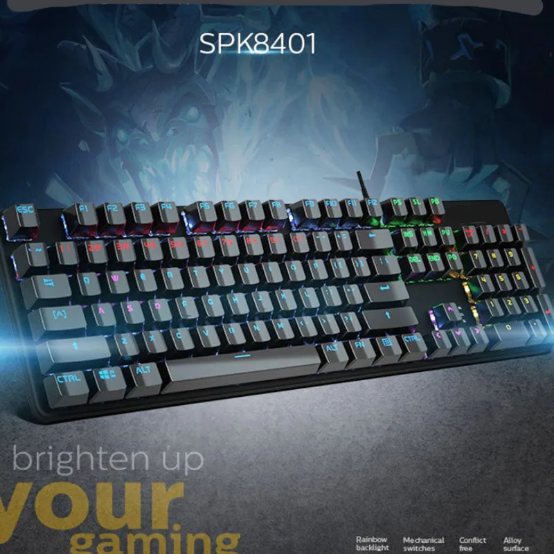 Механическая клавиатура SPK8401 с зеленой осью цветная игровая в стиле стимпанк