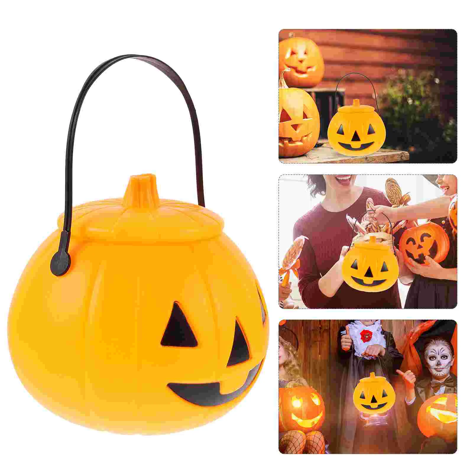 

Creative Design Candy Holder Halloween Candy Storage Container Halloween Candy Bucket Portable Pumpkin Bucket Trick-Or-Treat