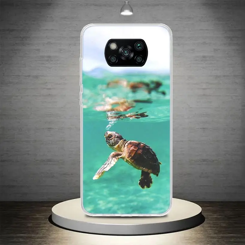 Чехол для телефона Sea Turtle Aqua Xiaomi Poco X6 X5 X4 X3 Nfc F6 F5 Pro F4 Gt F3 M5S M4 M3 M5 Мягкий корпус