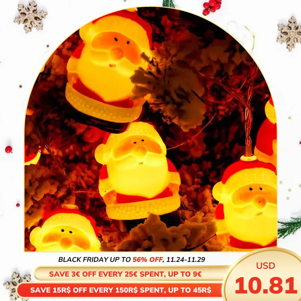 

3M-20 lights LED Christmas Light String Battery Box USB Decorative Lantern Santa Claus Christmas Tree Copper Wire Light