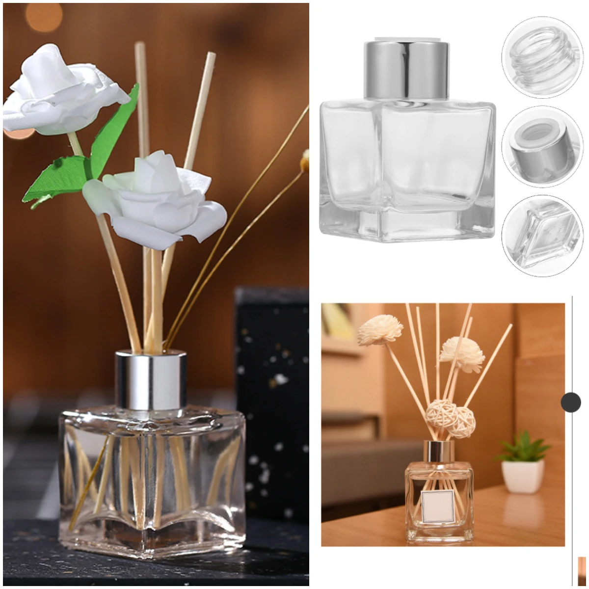 Glass Empty Essential Oil Bottle Fragrance Container Transparent Aromatherapy Refillable Bottle