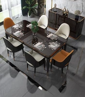 italian light luxury black sandalwood grain paint baking table and chair combination table villa bentley table furniture