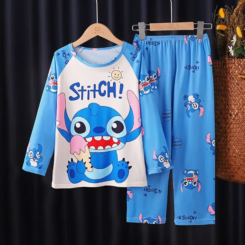 Детские пижамы Disney Stitch с рисунком аниме милый ангел детская осенняя домашняя