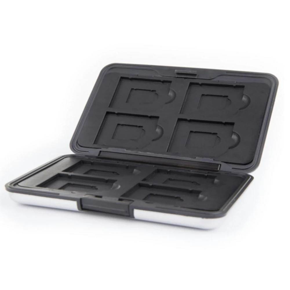 Portable Aluminum Memory Card Storage Box Waterproof Memory Card Case With 8 Slots Lightweight Organizer Card Holder