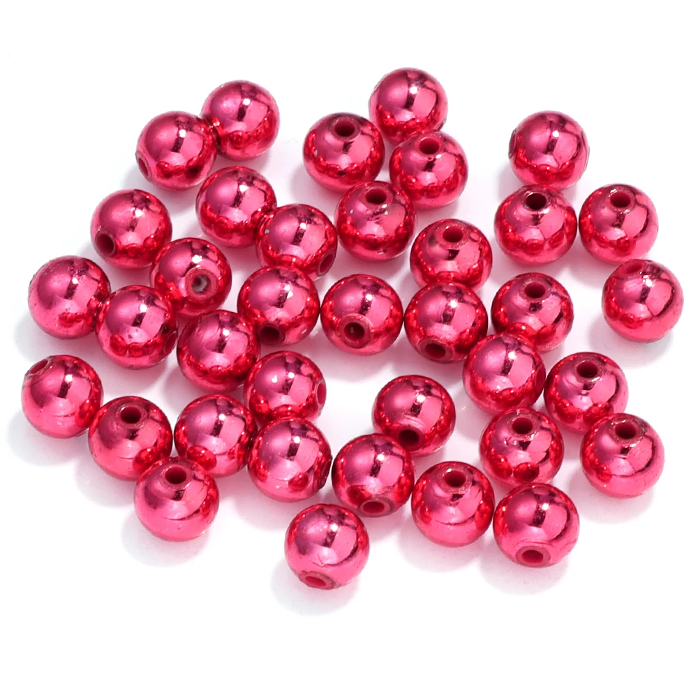 Рождественские красные зеленые круглые акриловые бусины Гладкие россыпью для