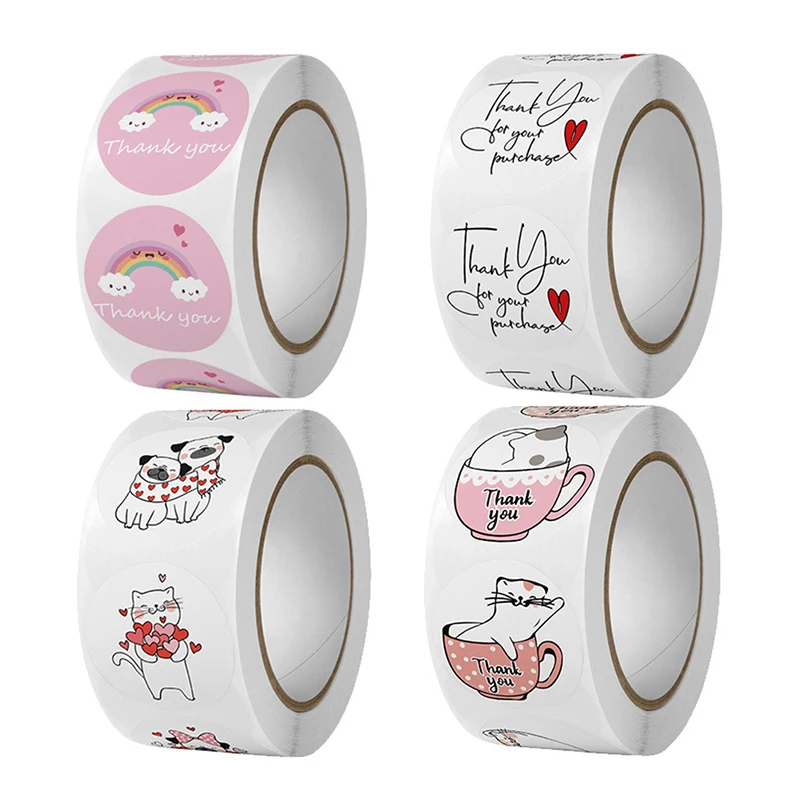 

500 шт., милые наклейки с мультяшным рисунком, спасибо за покупку