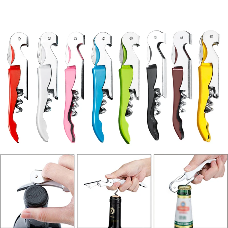 

Colorful Wine Opener Quick Openers Stainless Steel Wine Cork Screw Corkscrew Beer Cap Remover Kitchen Gadget Bar Accessories