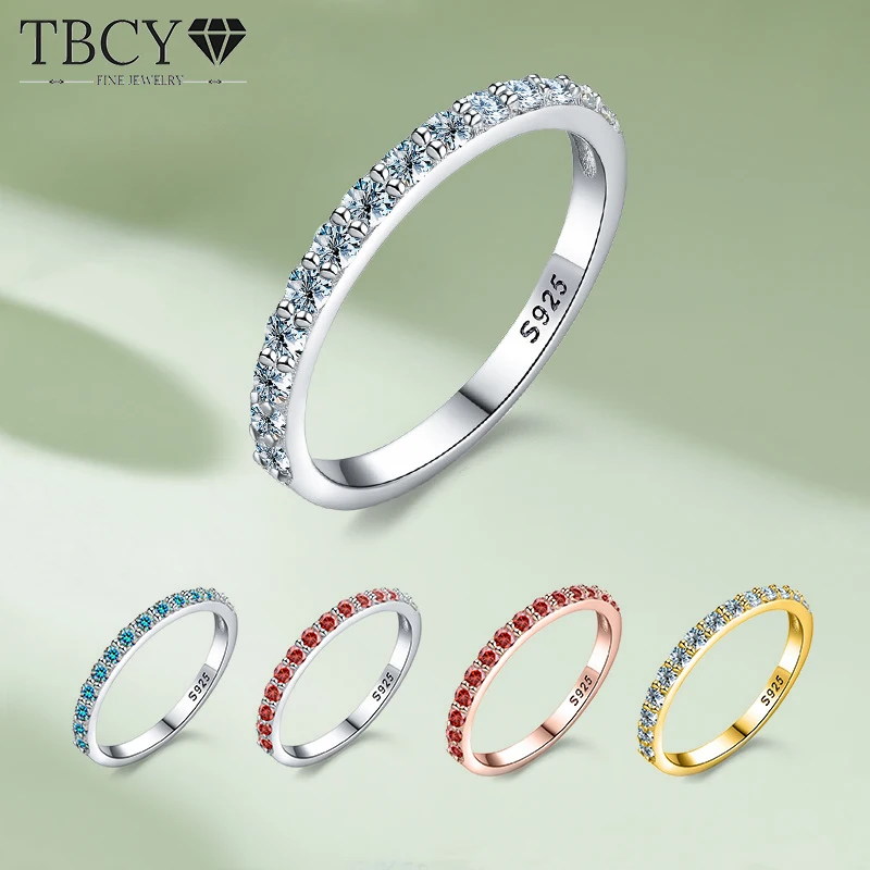 Женское Обручальное кольцо с муассанитом TBCYD, обручальное кольцо с цветным муассанитом, с покрытием из серебра 18 К и золотом вечности, оптовая продажа, подарок, 2 мм D